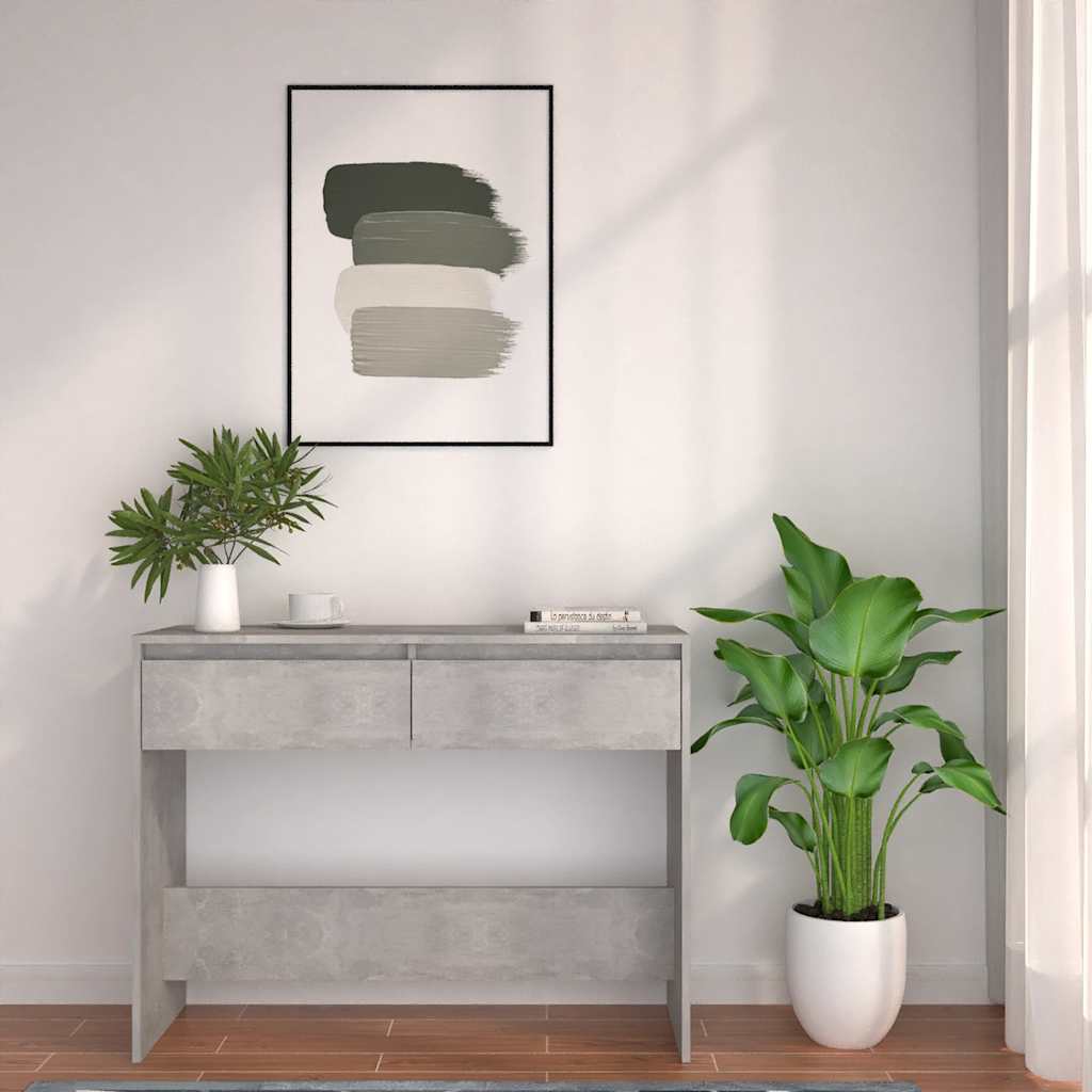 vidaXL Stolik konsolowy, szarość betonu, 100x35x76,5 cm