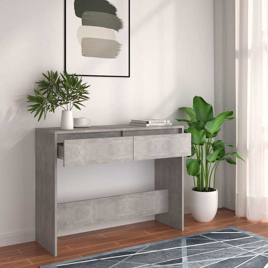 vidaXL Stolik konsolowy, szarość betonu, 100x35x76,5 cm