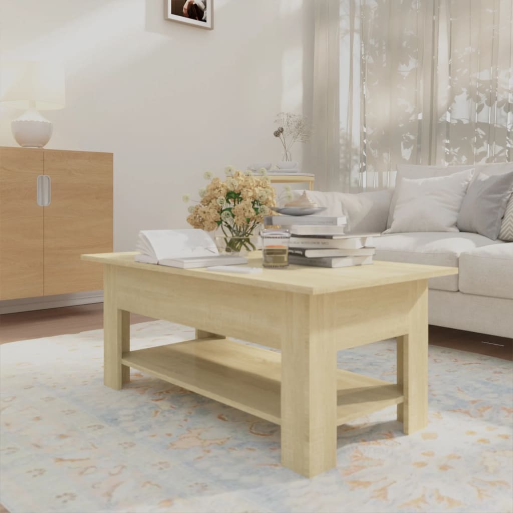 vidaXL Stolik kawowy, dąb sonoma, 102x55x42, materiał drewnopochodny
