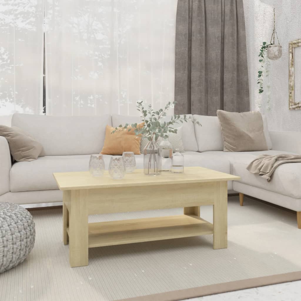 vidaXL Stolik kawowy, dąb sonoma, 102x55x42, materiał drewnopochodny