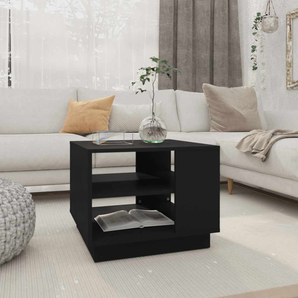vidaXL Stolik kawowy, czarny, 55x55x43 cm, materiał drewnopochodny