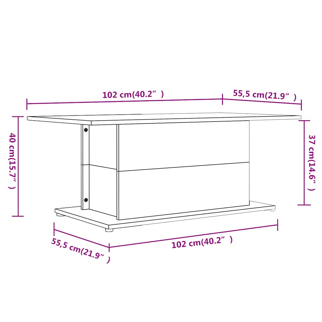 vidaXL Stolik kawowy, czarny, 102x55,5x40 cm, materiał drewnopochodny