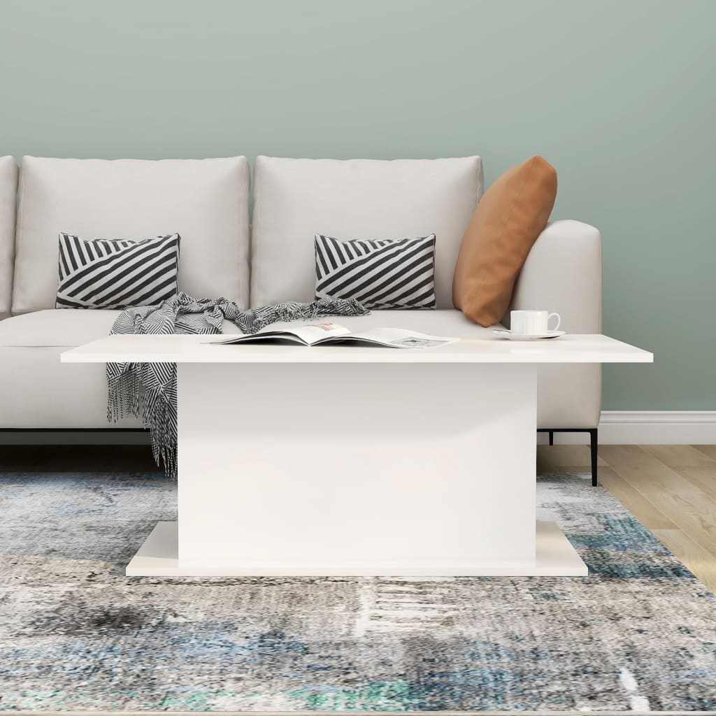 vidaXL Stolik kawowy, biały o wysokim połysku, 102x55,5x40 cm