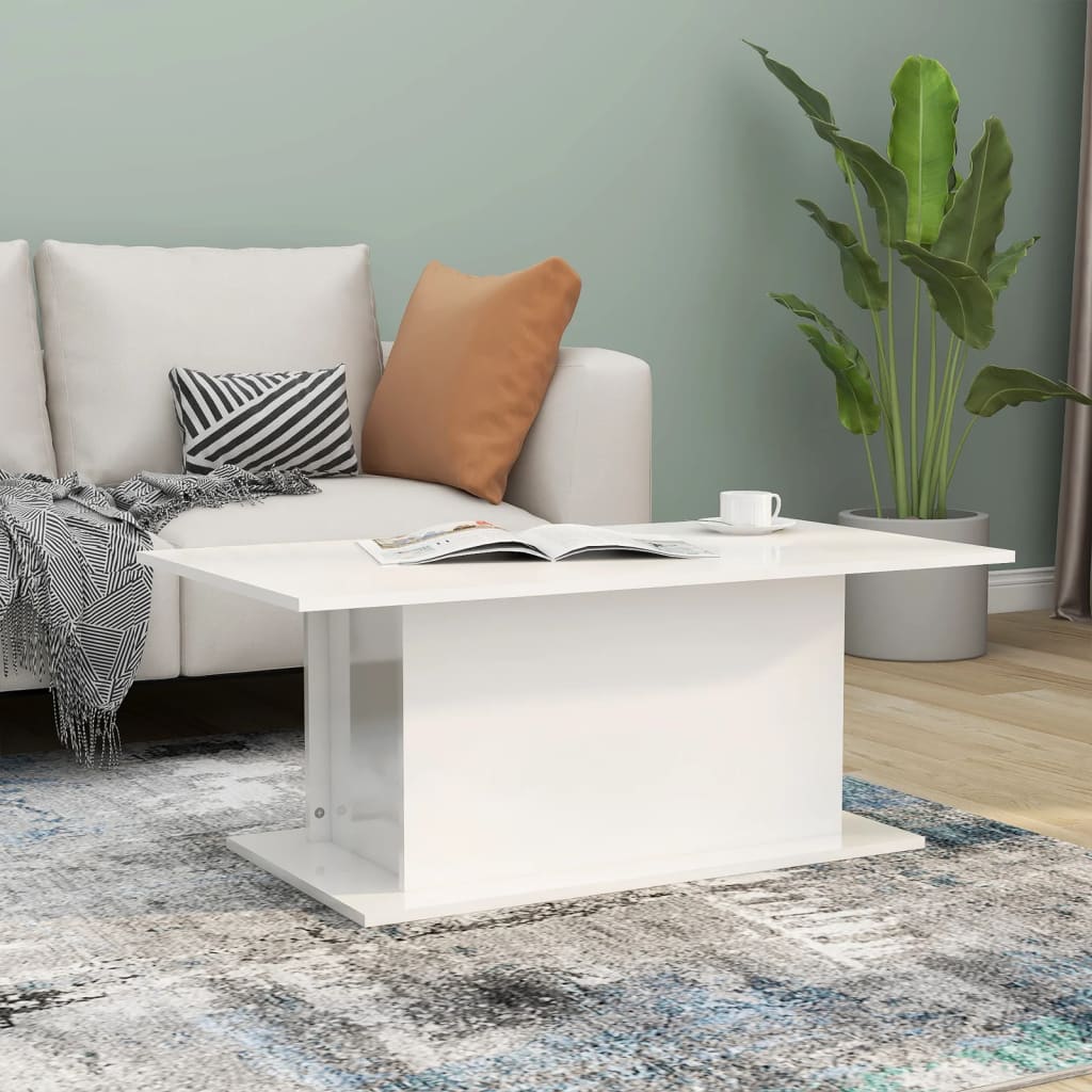 vidaXL Stolik kawowy, biały o wysokim połysku, 102x55,5x40 cm