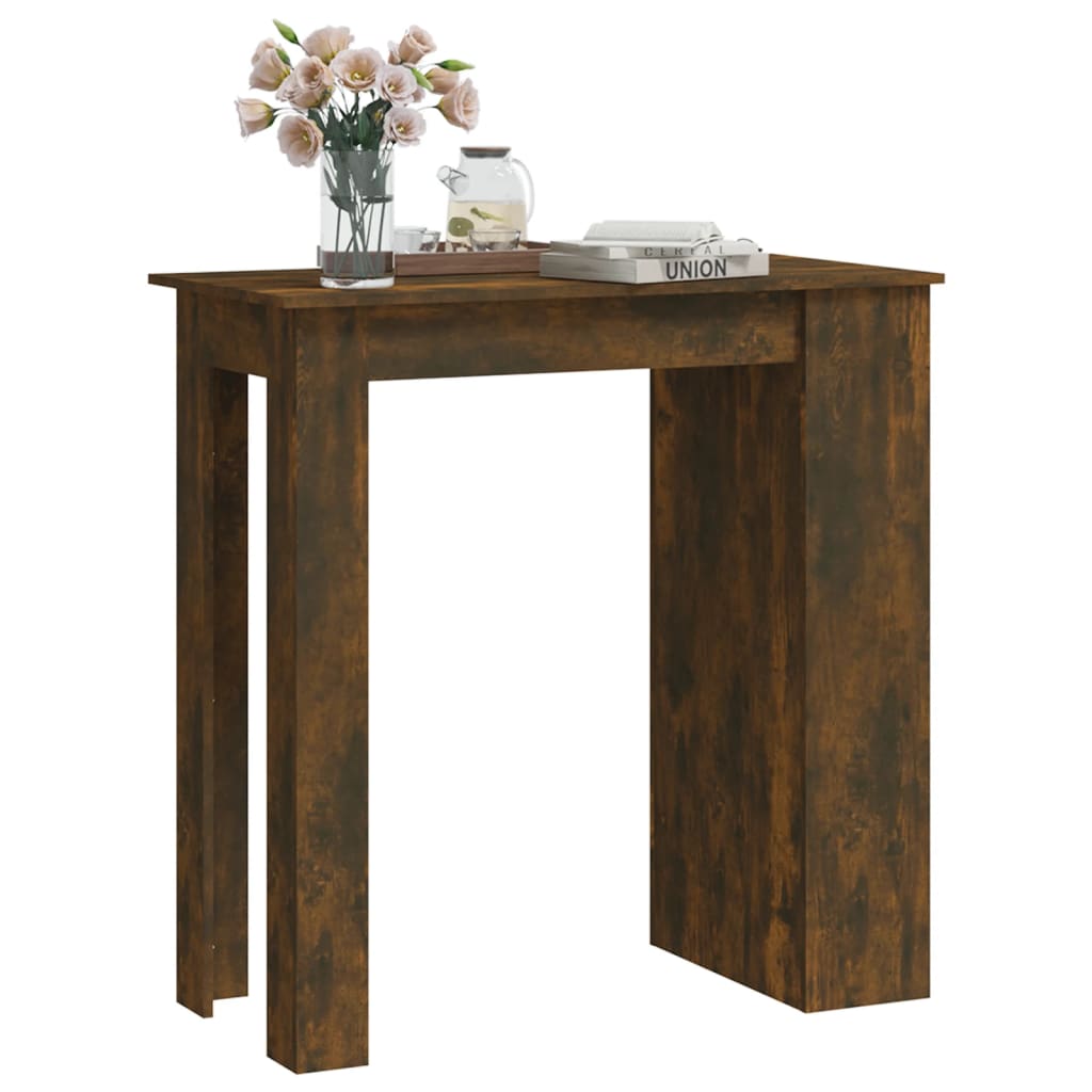 vidaXL Stolik barowy z półkami, przydymiony dąb, 102x50x103,5 cm