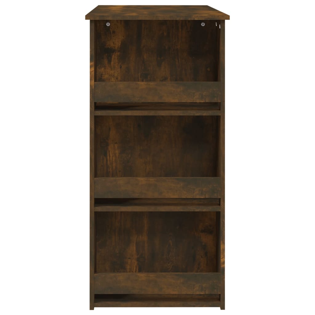 vidaXL Stolik barowy z półkami, przydymiony dąb, 102x50x103,5 cm