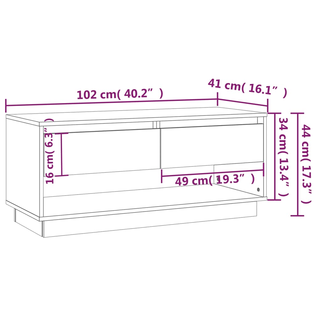 vidaXL Szafka pod TV, szary dąb sonoma 102x41x44 cm