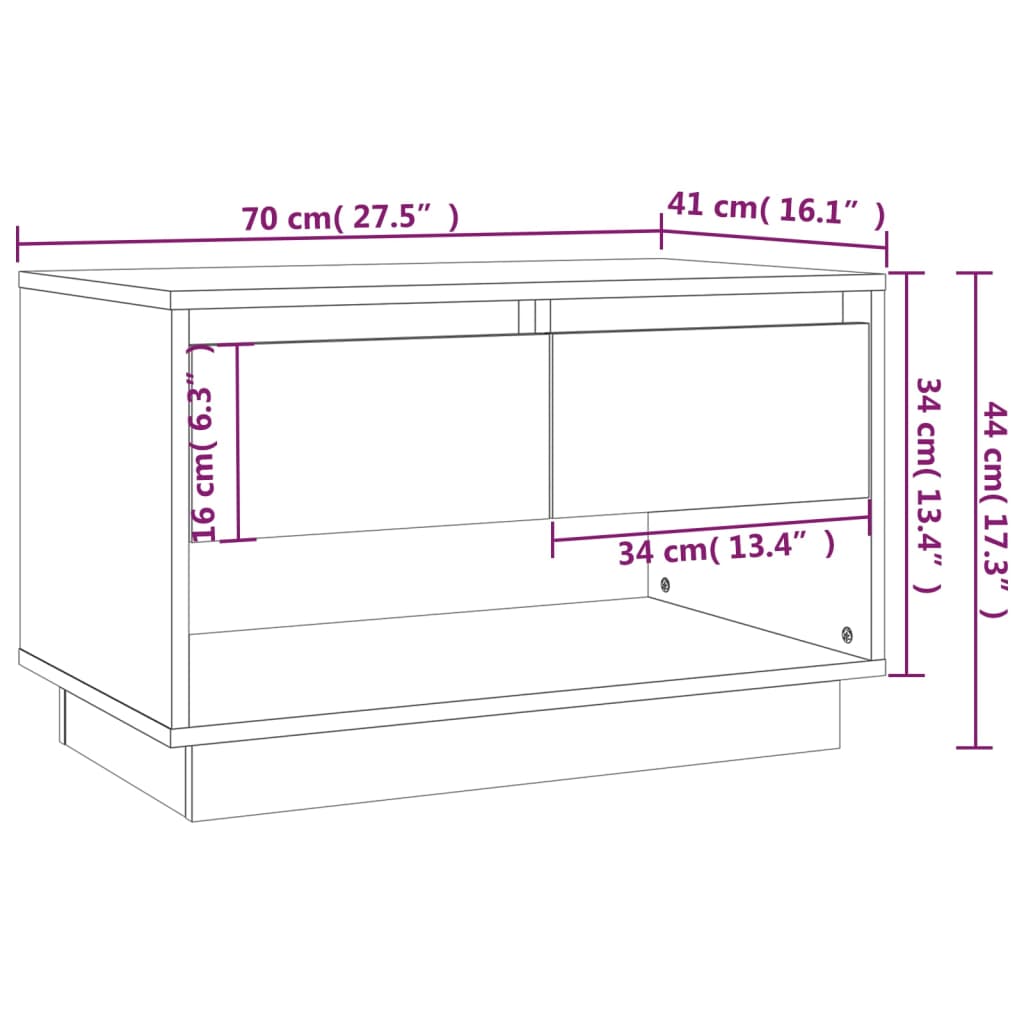 vidaXL Szafka pod TV, przydymiony dąb, 70x41x44 cm