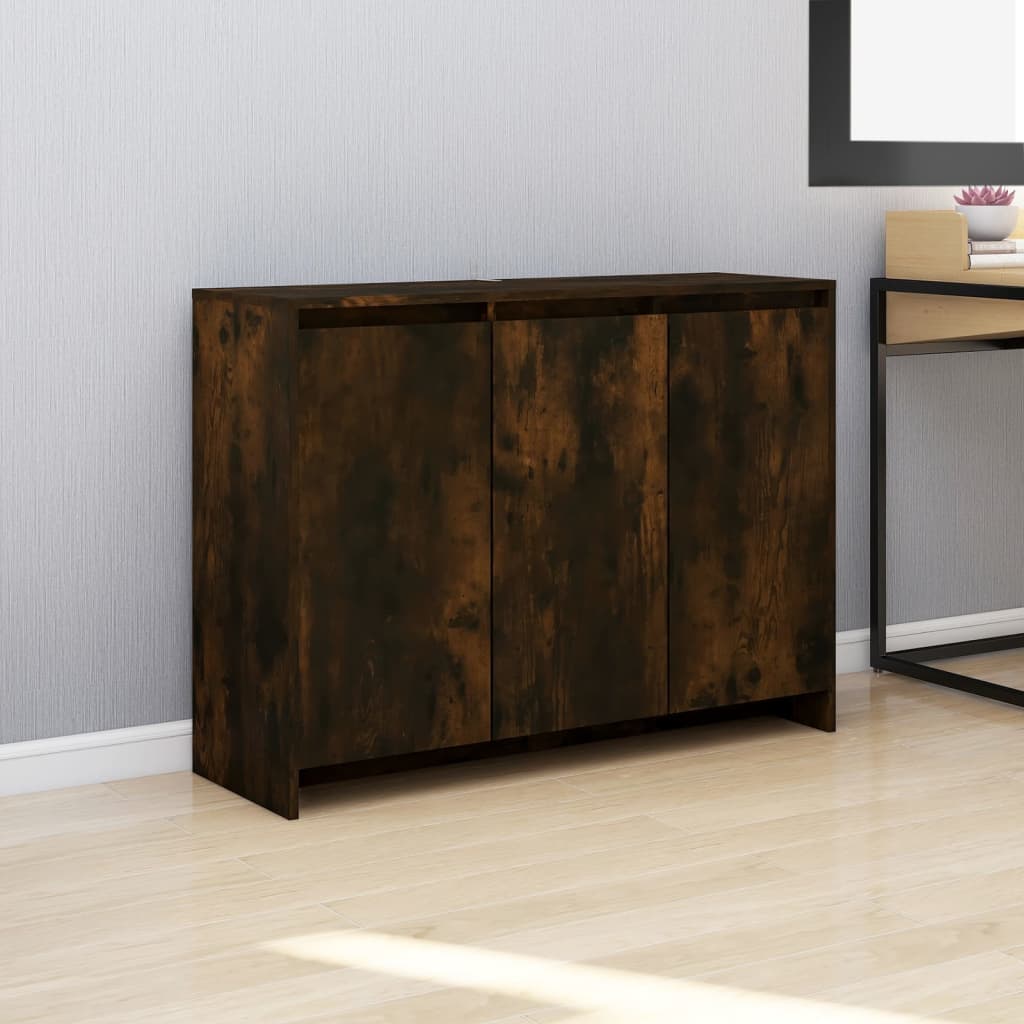 vidaXL Szafka, przydymiony dąb, 102x33x75 cm, materiał drewnopochodny