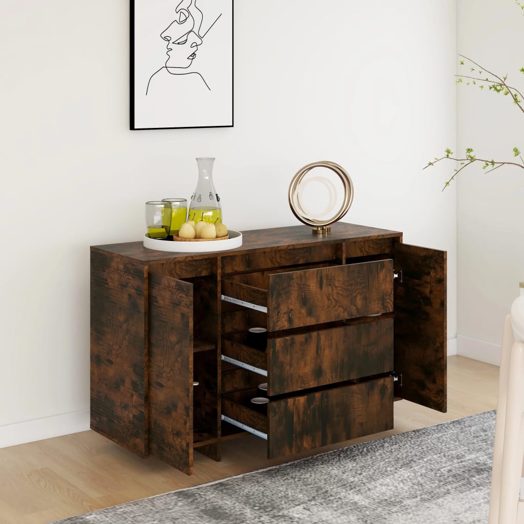 vidaXL Komoda z 3 szufladami, przydymiony dąb, 120x41x75 cm