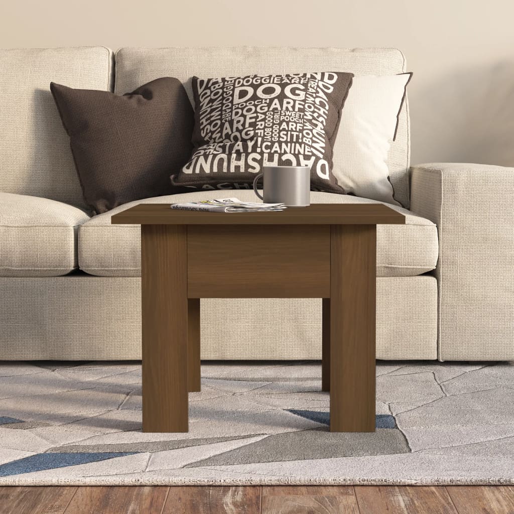 vidaXL Stolik kawowy, brązowy dąb 55x55x42 cm, materiał drewnopochodny