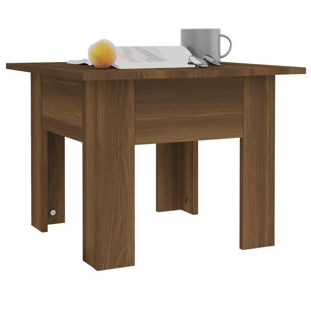 vidaXL Stolik kawowy, brązowy dąb 55x55x42 cm, materiał drewnopochodny