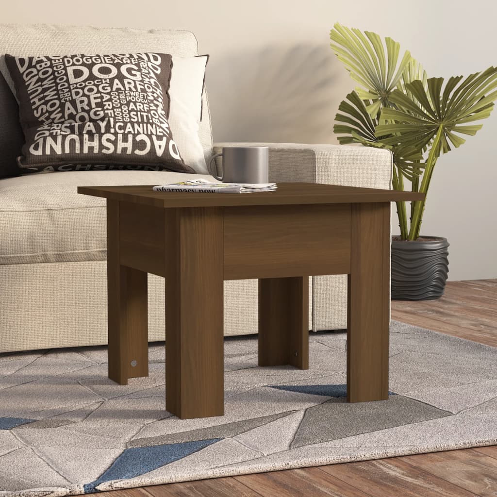 vidaXL Stolik kawowy, brązowy dąb 55x55x42 cm, materiał drewnopochodny