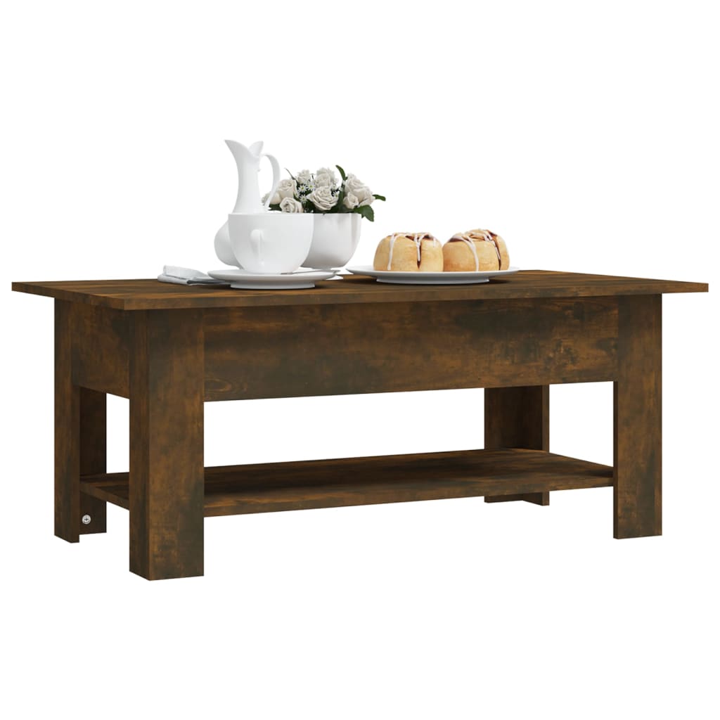vidaXL Stolik kawowy, przydymiony dąb, 102x55x42 cm