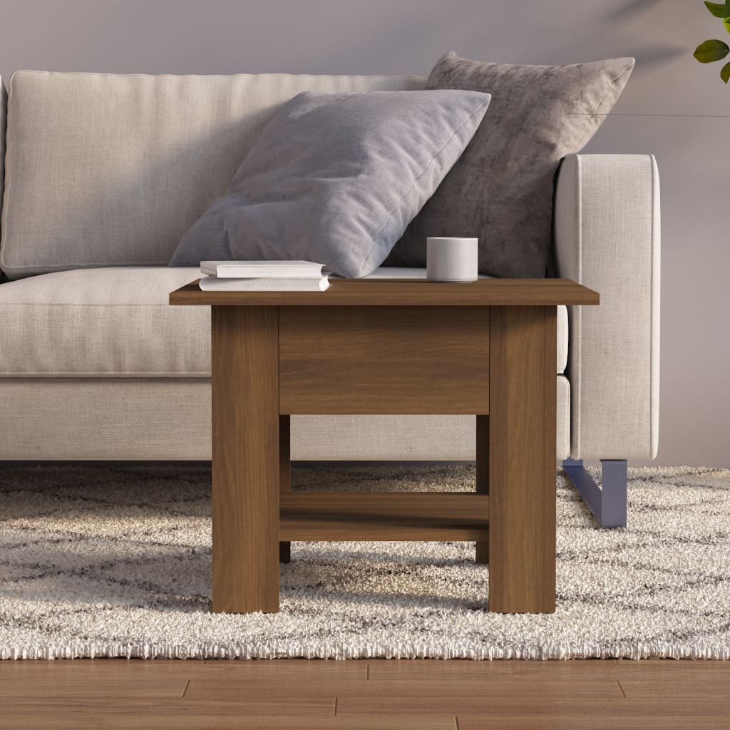 vidaXL Stolik kawowy, brązowy dąb 55x55x42 cm, materiał drewnopochodny