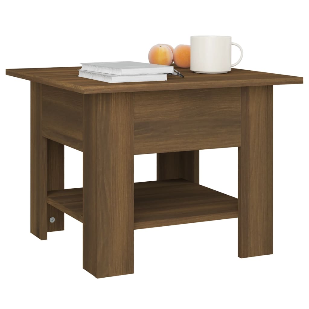 vidaXL Stolik kawowy, brązowy dąb 55x55x42 cm, materiał drewnopochodny