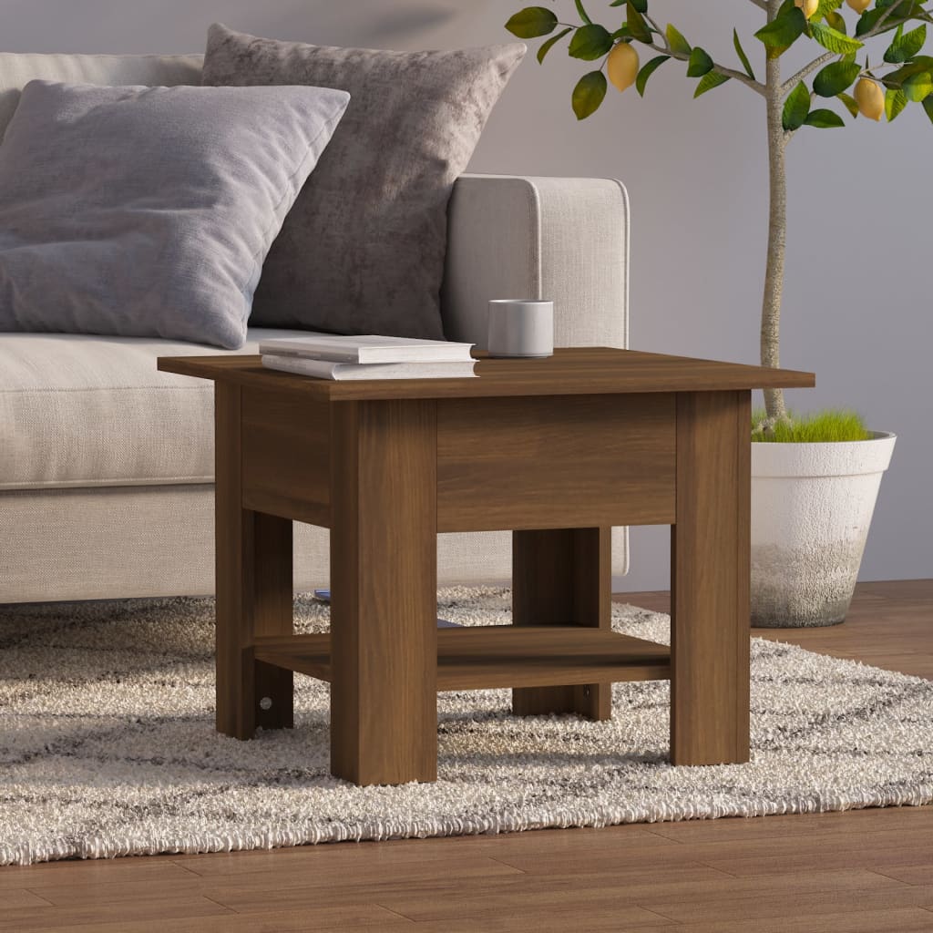 vidaXL Stolik kawowy, brązowy dąb 55x55x42 cm, materiał drewnopochodny