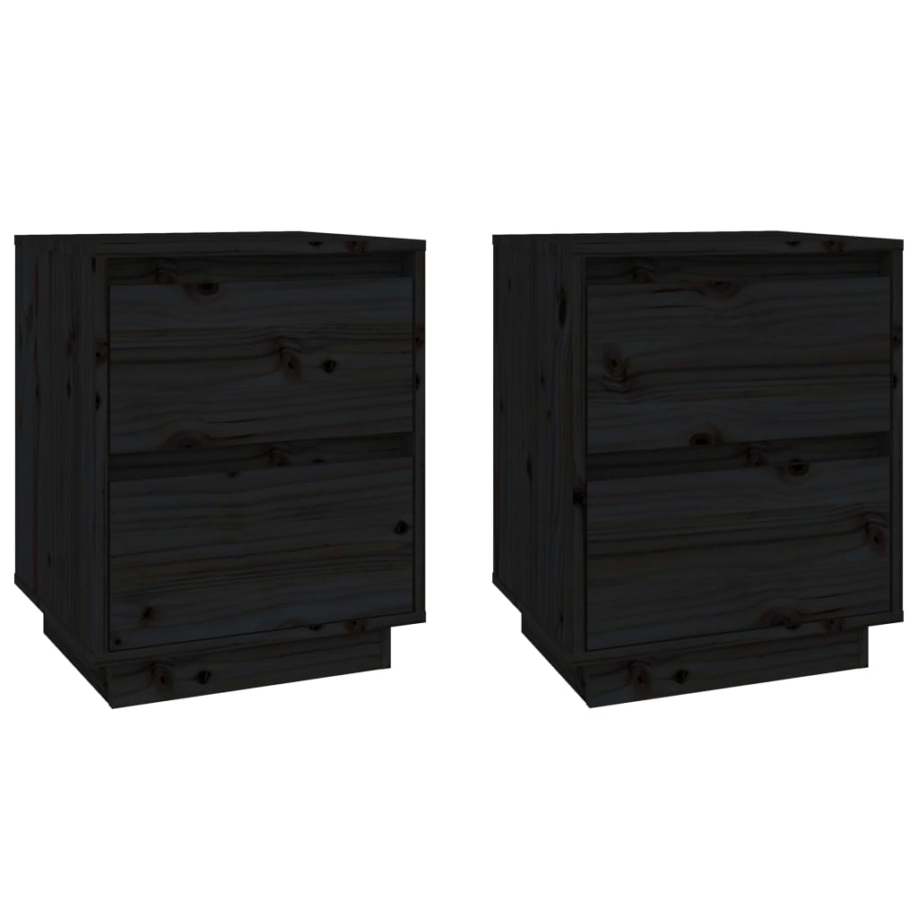 vidaXL Szafki nocne, 2 szt., czarne, 40x35x50 cm, lite drewno sosnowe