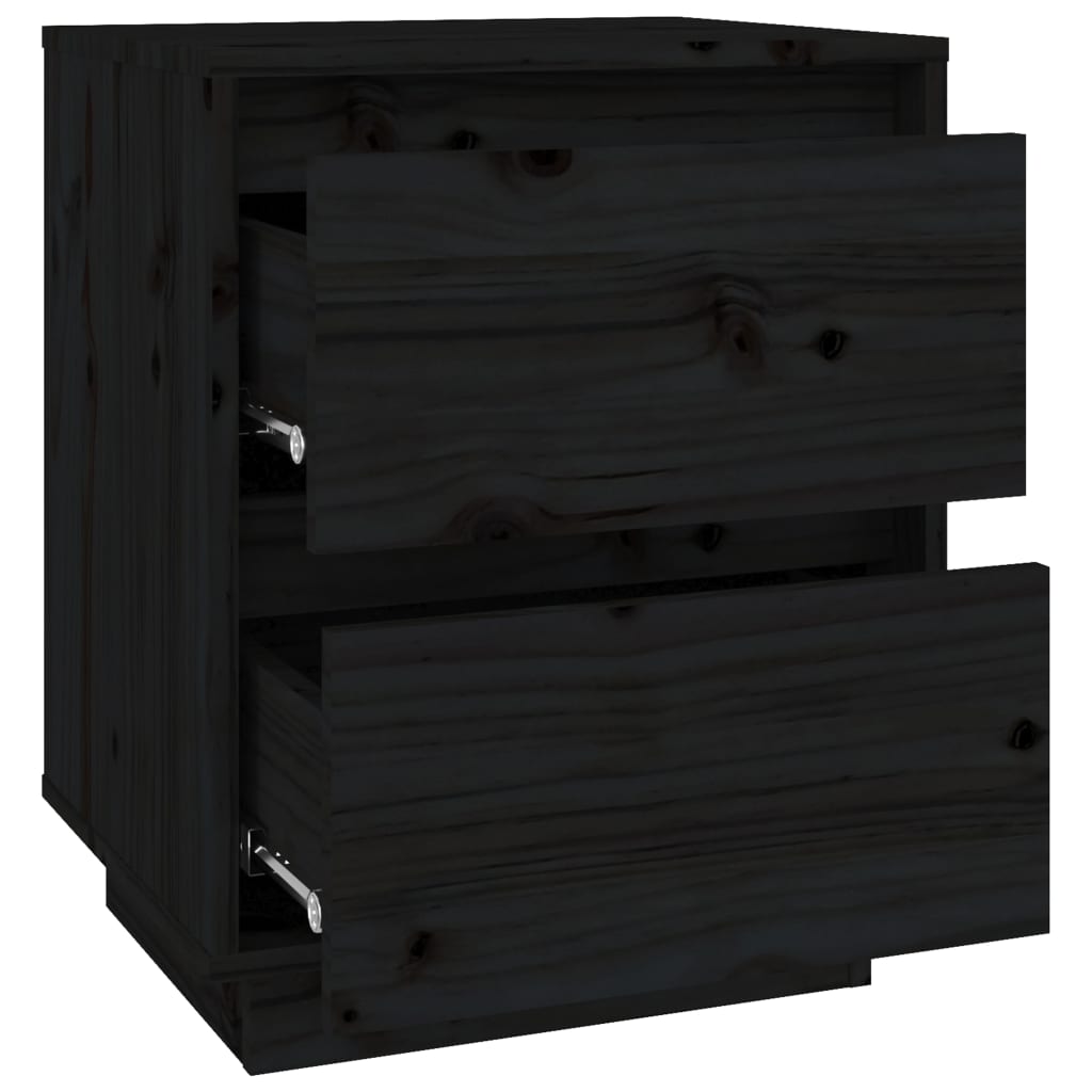 vidaXL Szafki nocne, 2 szt., czarne, 40x35x50 cm, lite drewno sosnowe