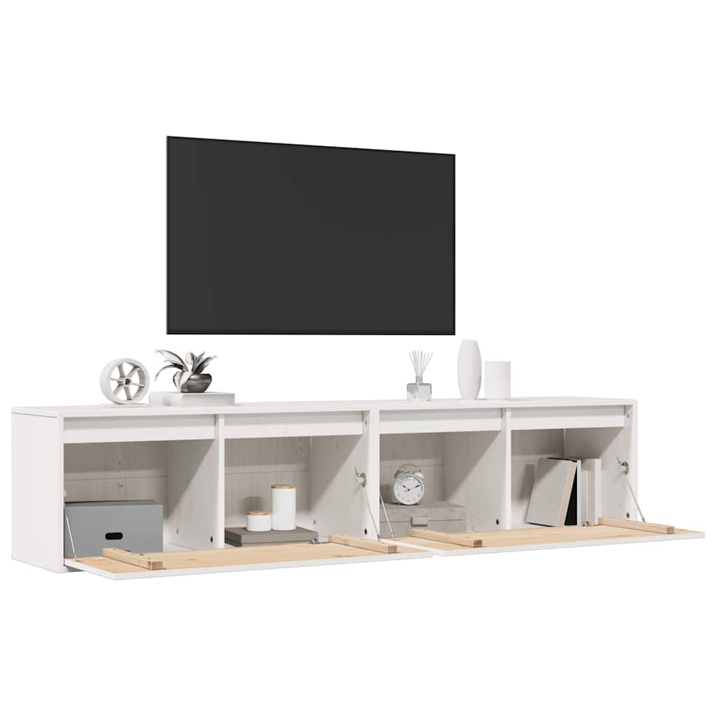 vidaXL Szafki ścienne, 2 szt., białe, 80x30x35 cm lite drewno sosnowe