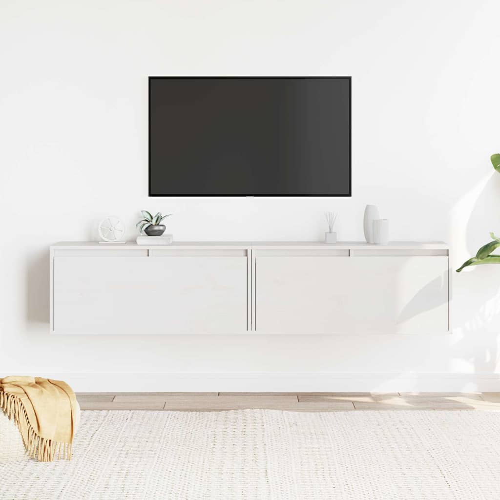 vidaXL Szafki ścienne, 2 szt., białe, 80x30x35 cm lite drewno sosnowe