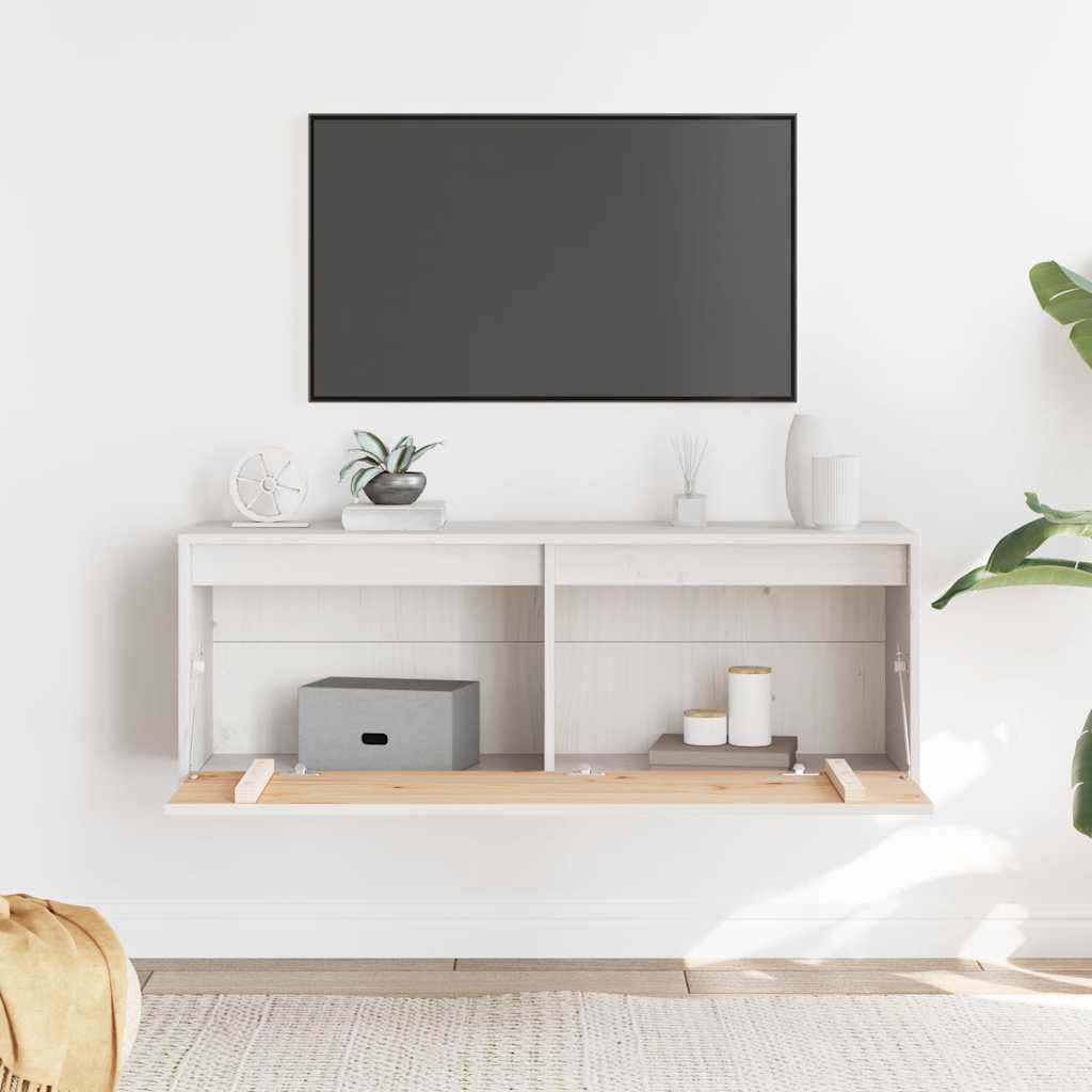 vidaXL Szafka ścienna, biała, 100x30x35 cm, lite drewno sosnowe