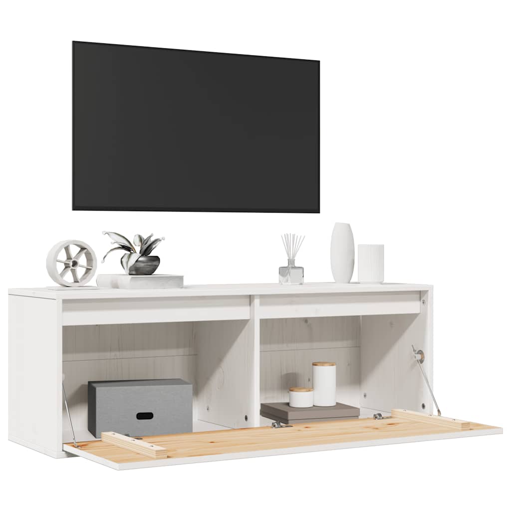 vidaXL Szafka ścienna, biała, 100x30x35 cm, lite drewno sosnowe