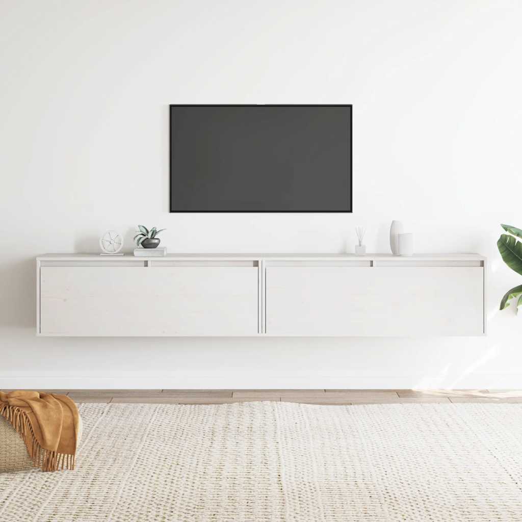 vidaXL Szafki ścienne, 2 szt., białe, 100x30x35 cm, drewno sosnowe