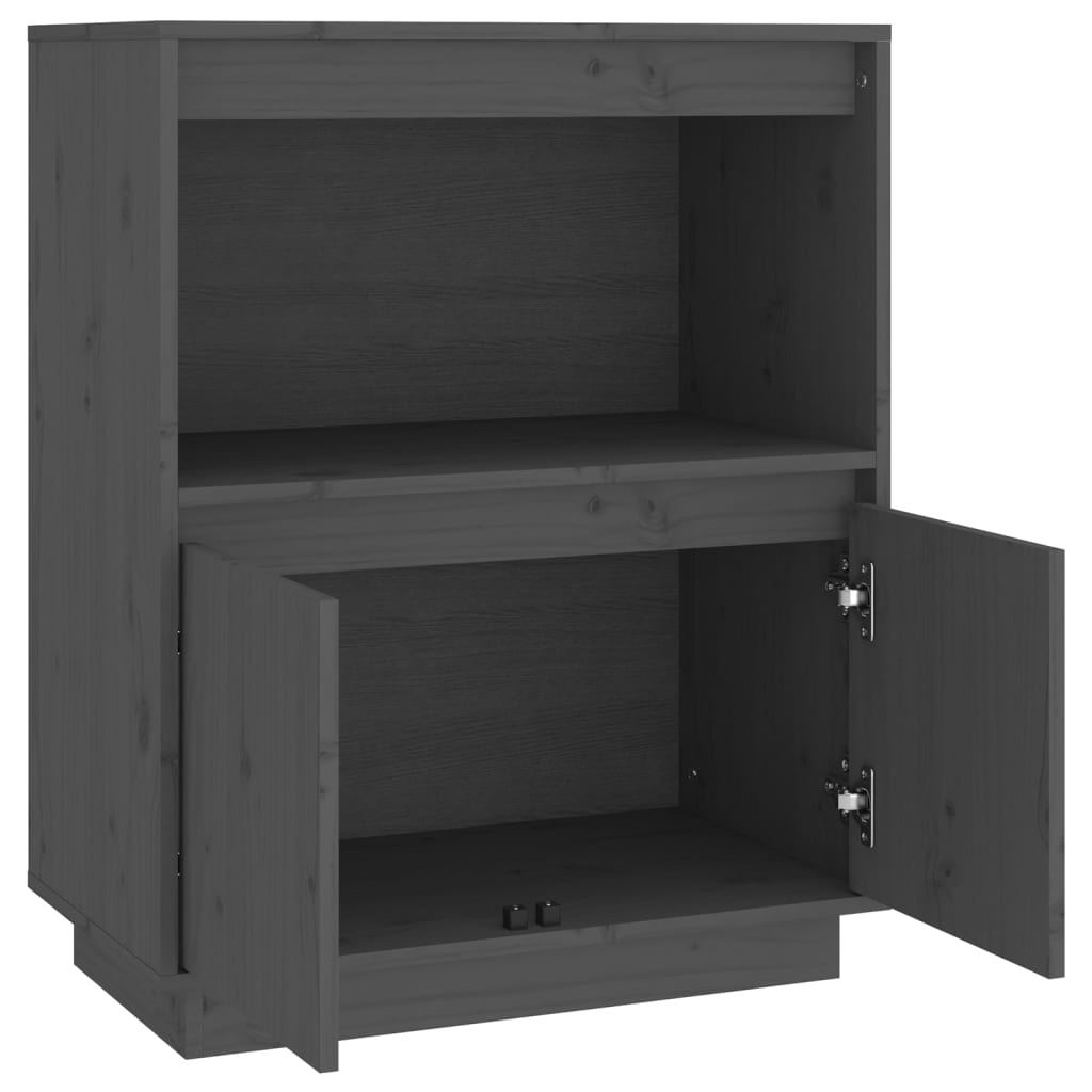 vidaXL Szafka, szara, 60 x 34 x 75 cm, lite drewno sosnowe
