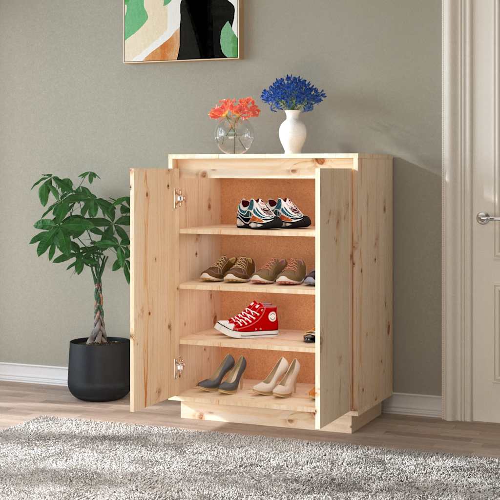 vidaXL Szafka na buty, 60x35x80 cm, lite drewno sosnowe