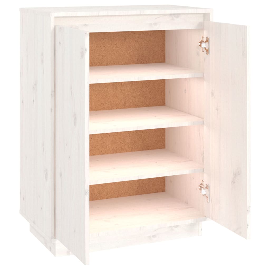 vidaXL Szafka na buty, biała, 60x35x80 cm, lite drewno sosnowe