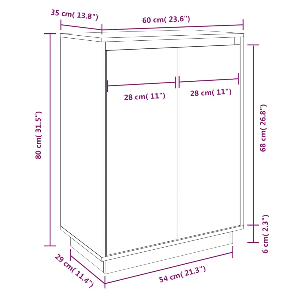 vidaXL Szafka na buty, biała, 60x35x80 cm, lite drewno sosnowe
