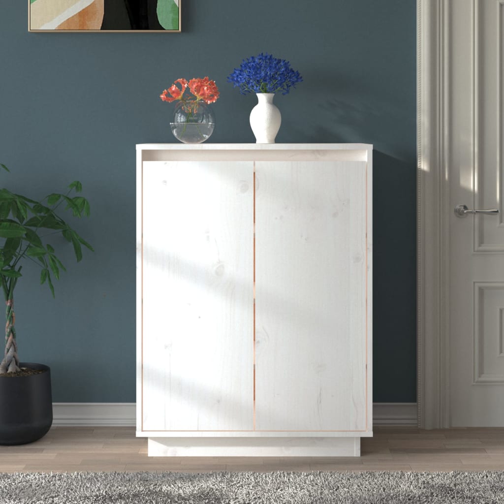 vidaXL Szafka na buty, biała, 60x35x80 cm, lite drewno sosnowe