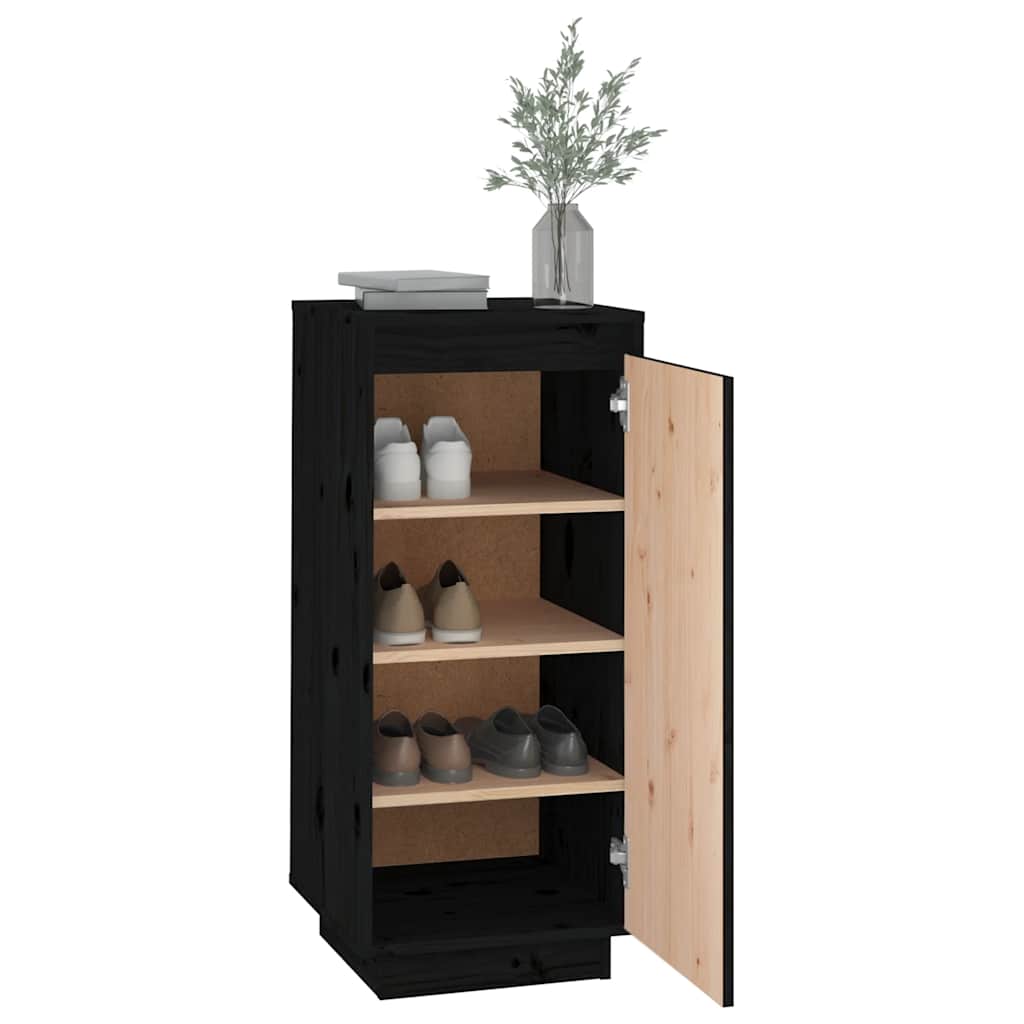 vidaXL Szafka na buty, czarna, 35x35x80 cm, lite drewno sosnowe