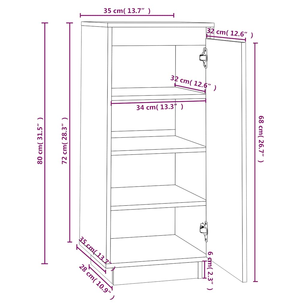vidaXL Szafka na buty, czarna, 35x35x80 cm, lite drewno sosnowe