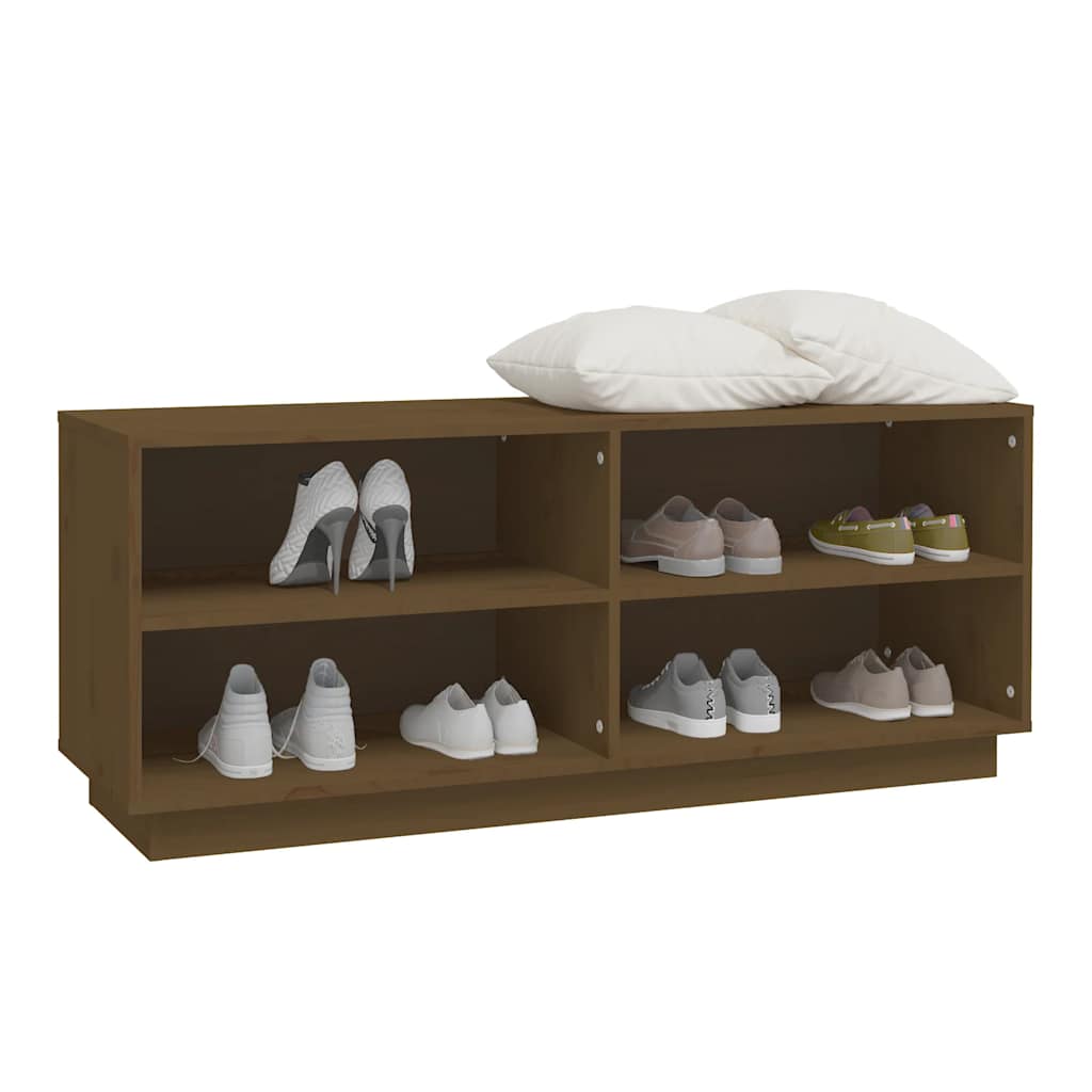 vidaXL Szafka na buty, miodowy brąz, 110x34x45 cm, lite drewno sosnowe