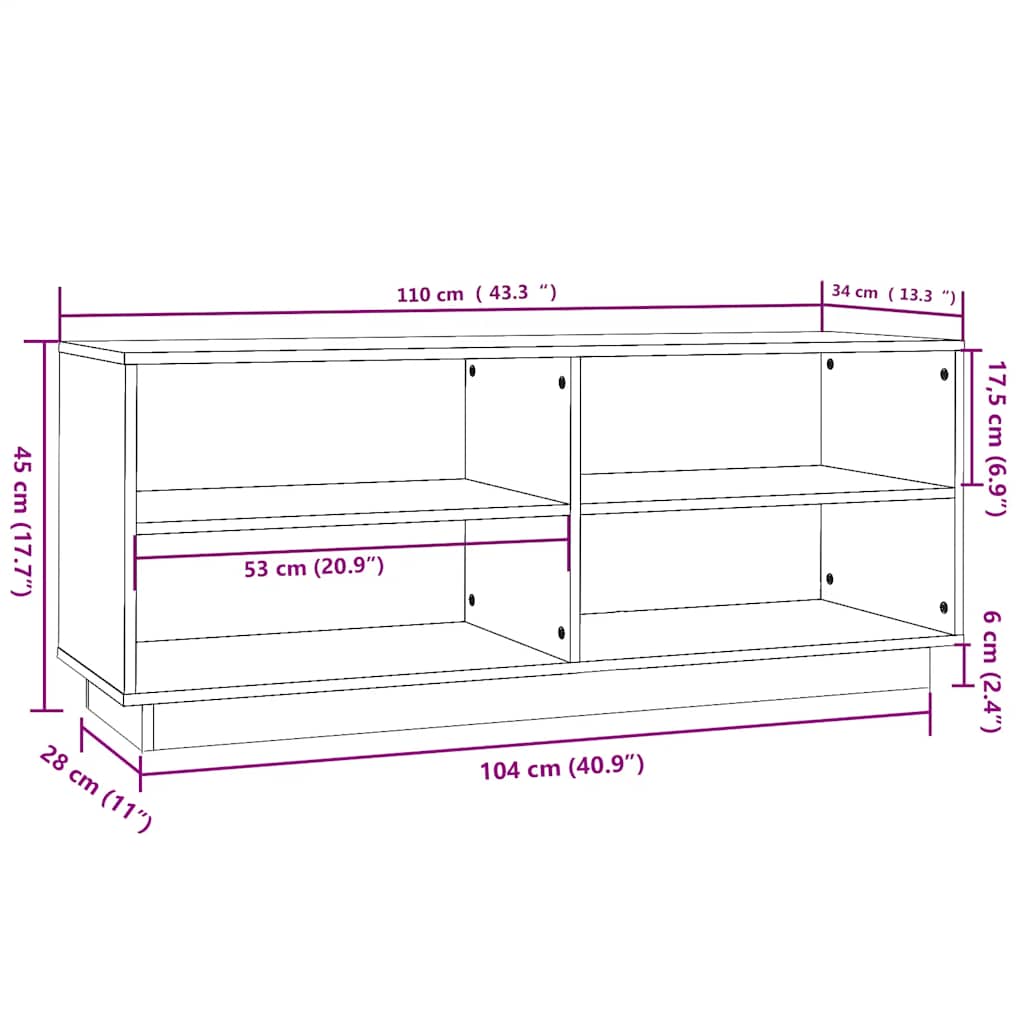 vidaXL Szafka na buty, miodowy brąz, 110x34x45 cm, lite drewno sosnowe