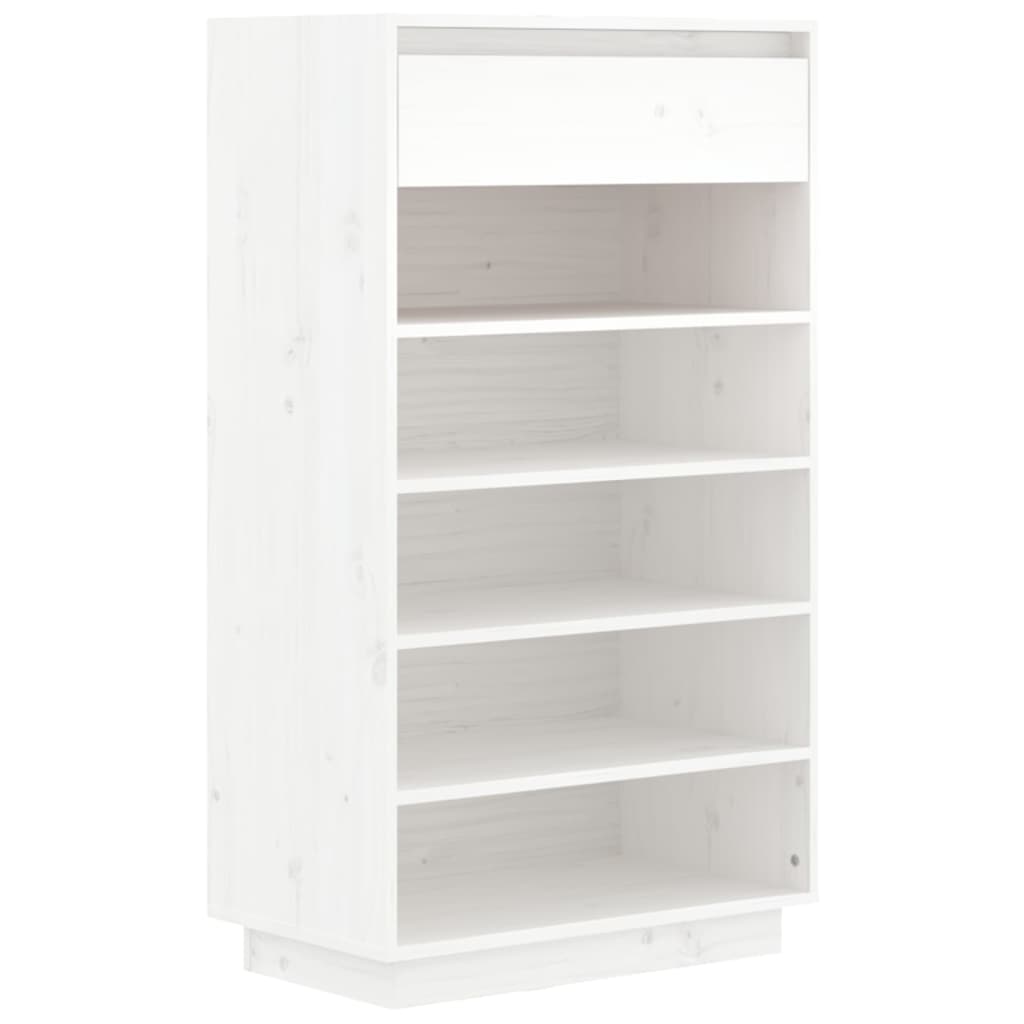 vidaXL Szafka na buty, biała, 60x34x105 cm, lite drewno sosnowe
