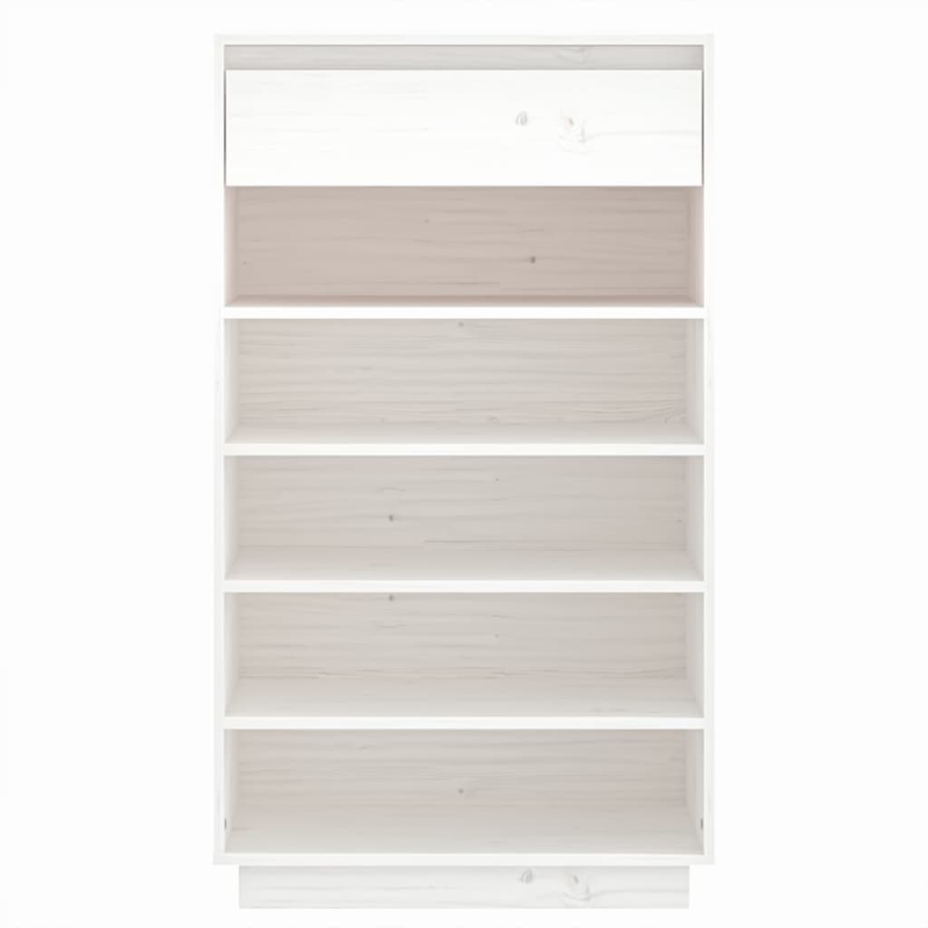 vidaXL Szafka na buty, biała, 60x34x105 cm, lite drewno sosnowe