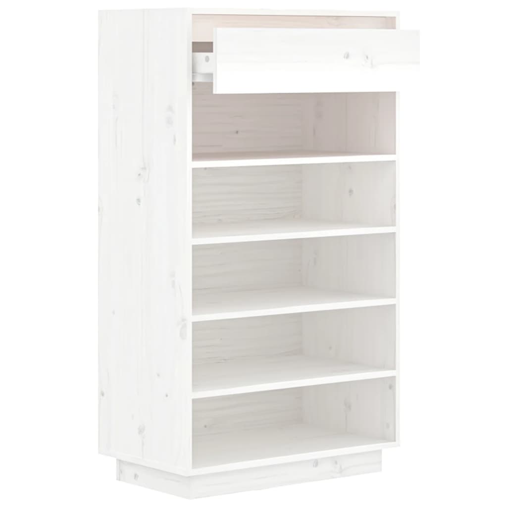 vidaXL Szafka na buty, biała, 60x34x105 cm, lite drewno sosnowe
