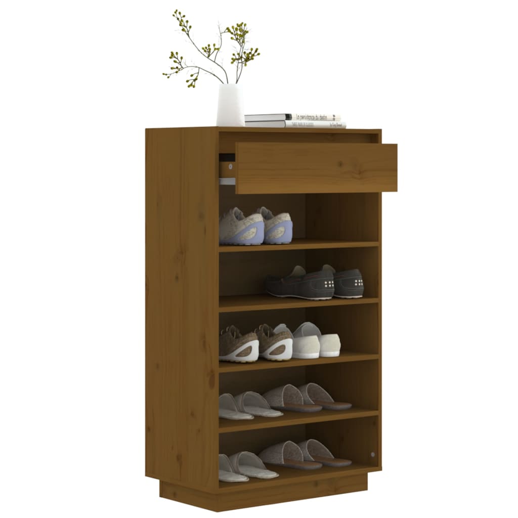 vidaXL Szafka na buty, miodowy brąz, 60x34x105 cm, lite drewno sosnowe