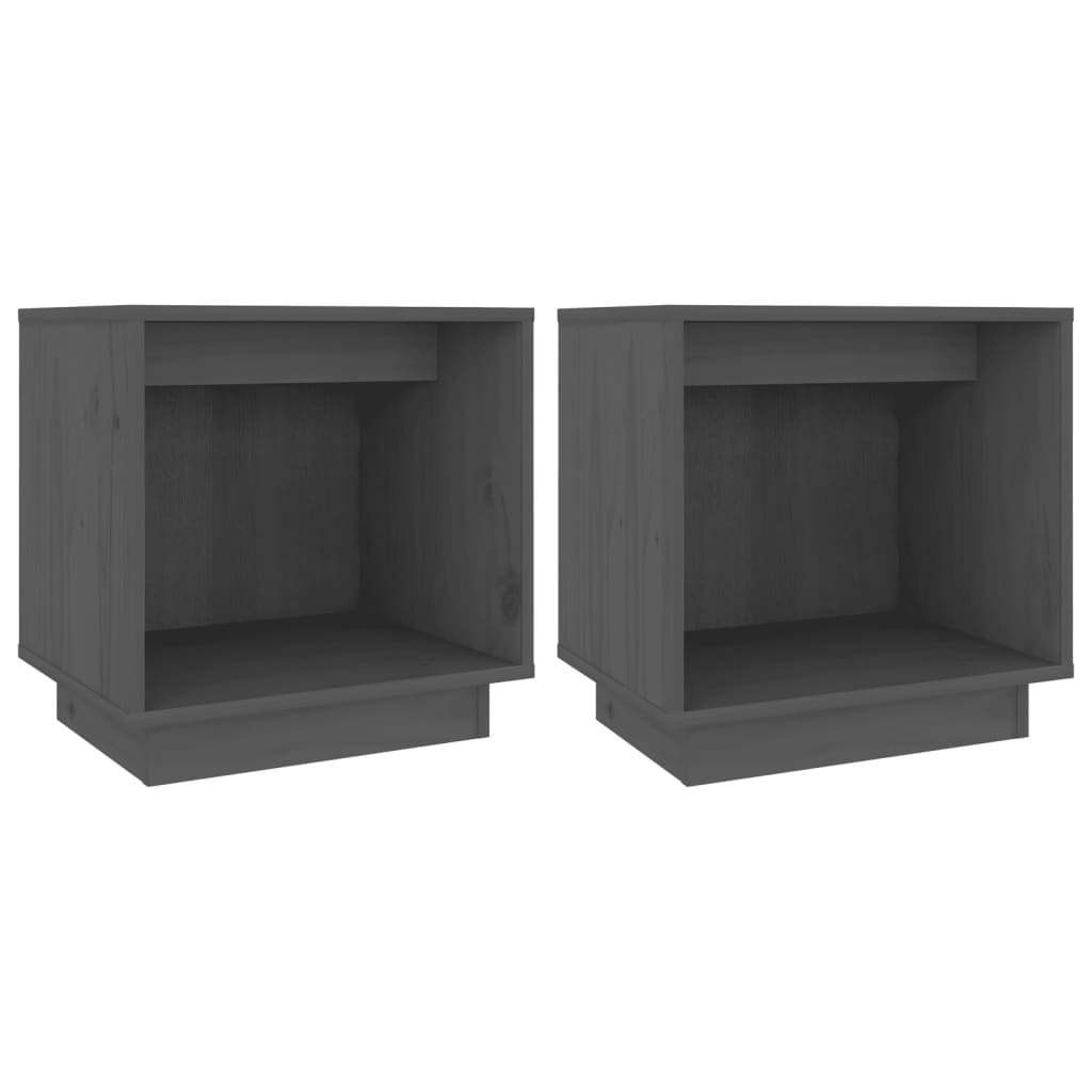 vidaXL Szafki nocne, 2 szt., szare, 40x30x40 cm, lite drewno sosnowe