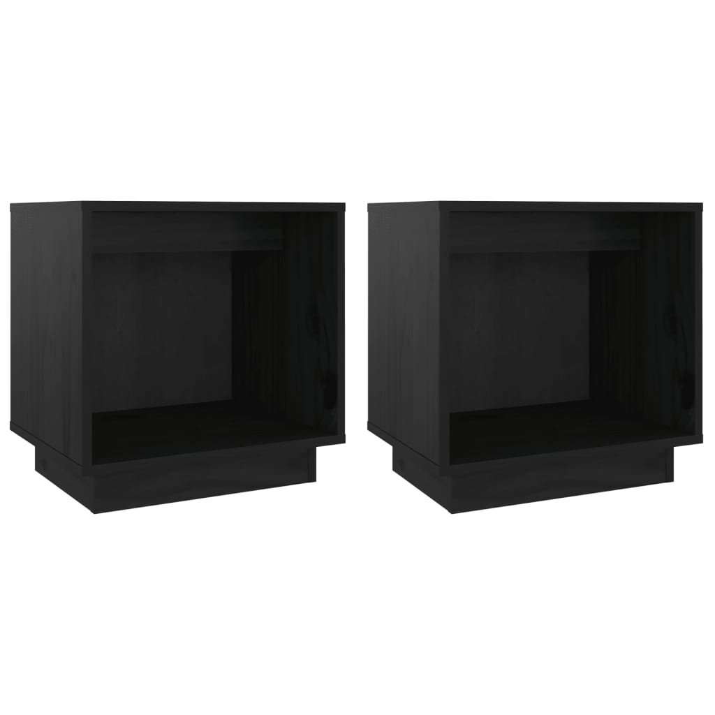 vidaXL Szafki nocne, 2 szt., czarne, 40x30x40 cm, lite drewno sosnowe