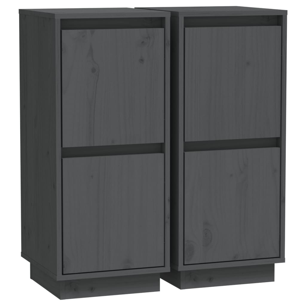 vidaXL Szafki, 2 szt., szare, 31,5 x 34 x 75 cm, lite drewno sosnowe