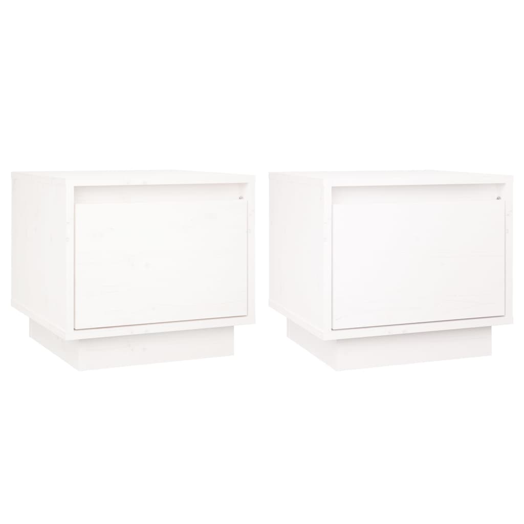 vidaXL Szafki nocne, 2 szt., białe, 35x34x32 cm, lite drewno sosnowe