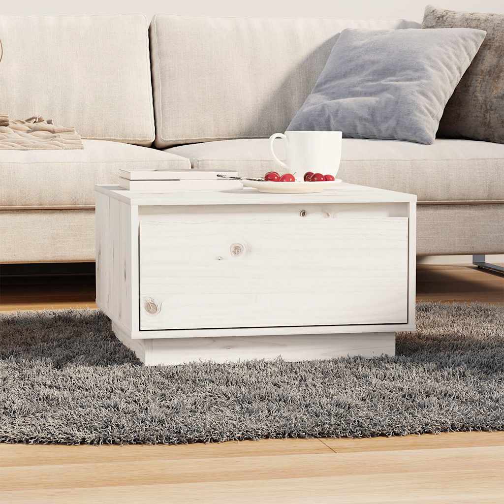 vidaXL Stolik kawowy, biały, 55x56x32 cm, lite drewno sosnowe