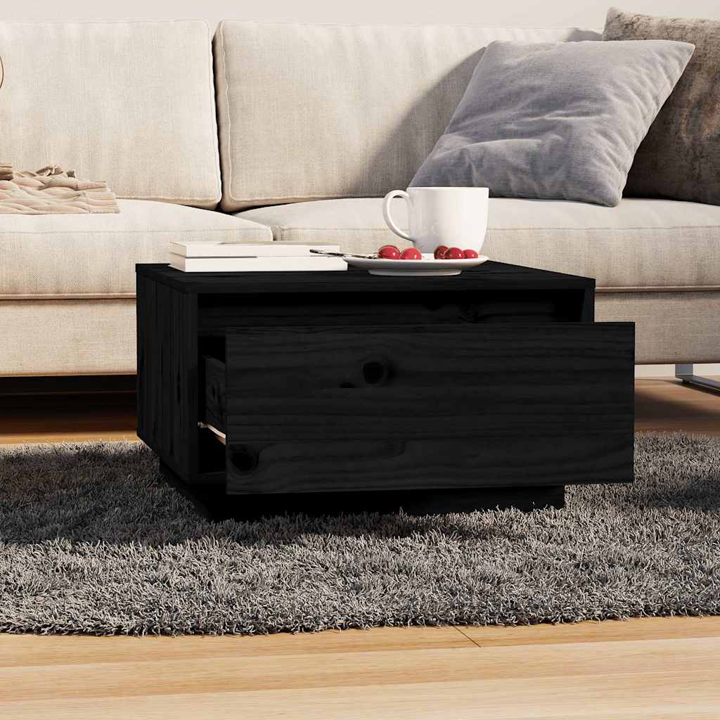 vidaXL Stolik kawowy, czarny, 55x56x32 cm, lite drewno sosnowe