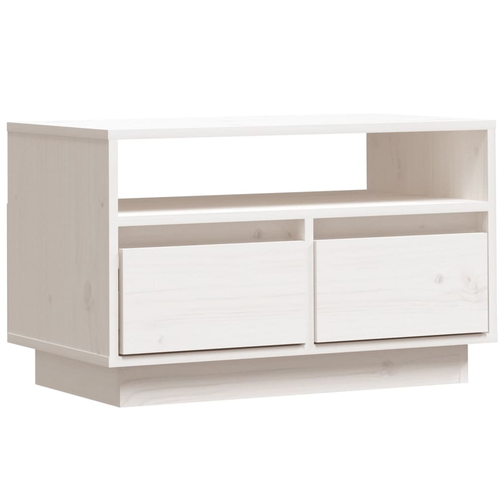 vidaXL Szafka pod telewizor, biała, 60x35x37 cm, lite drewno sosnowe