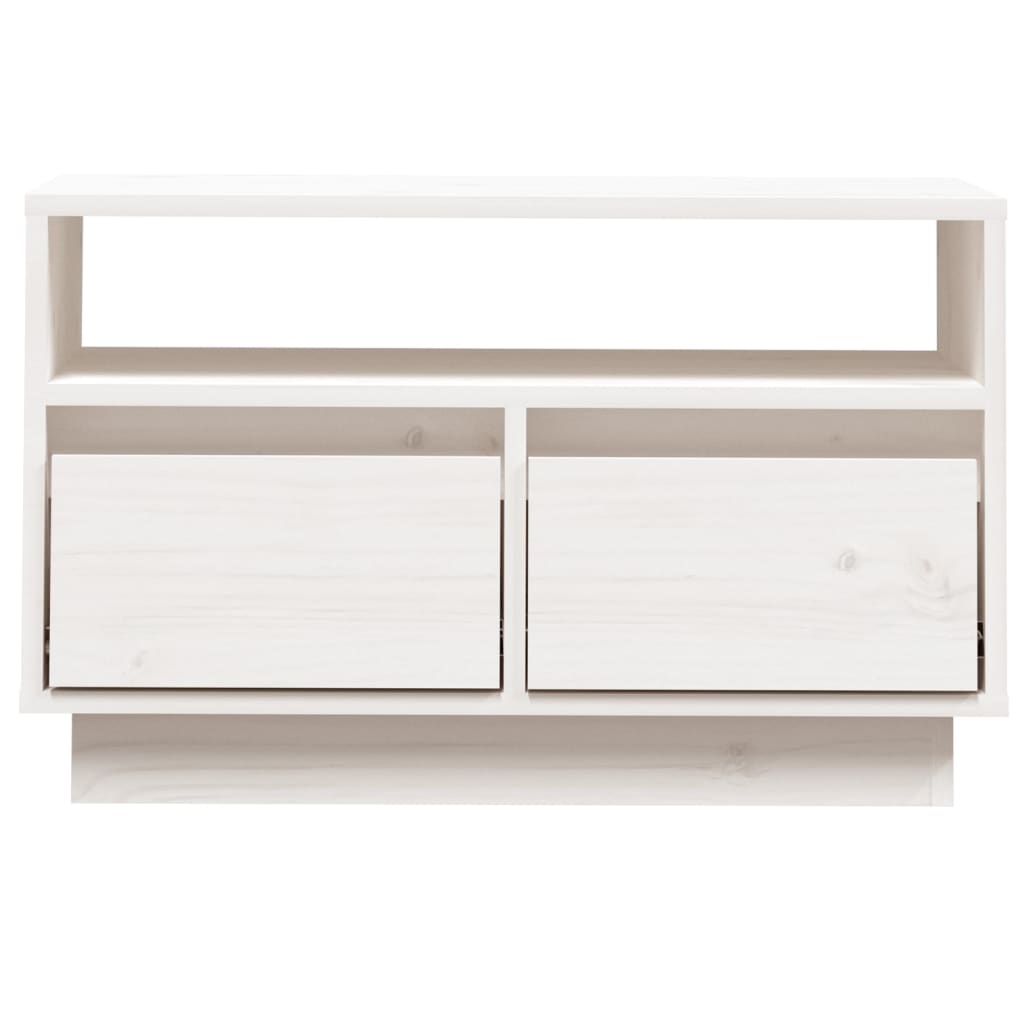 vidaXL Szafka pod telewizor, biała, 60x35x37 cm, lite drewno sosnowe