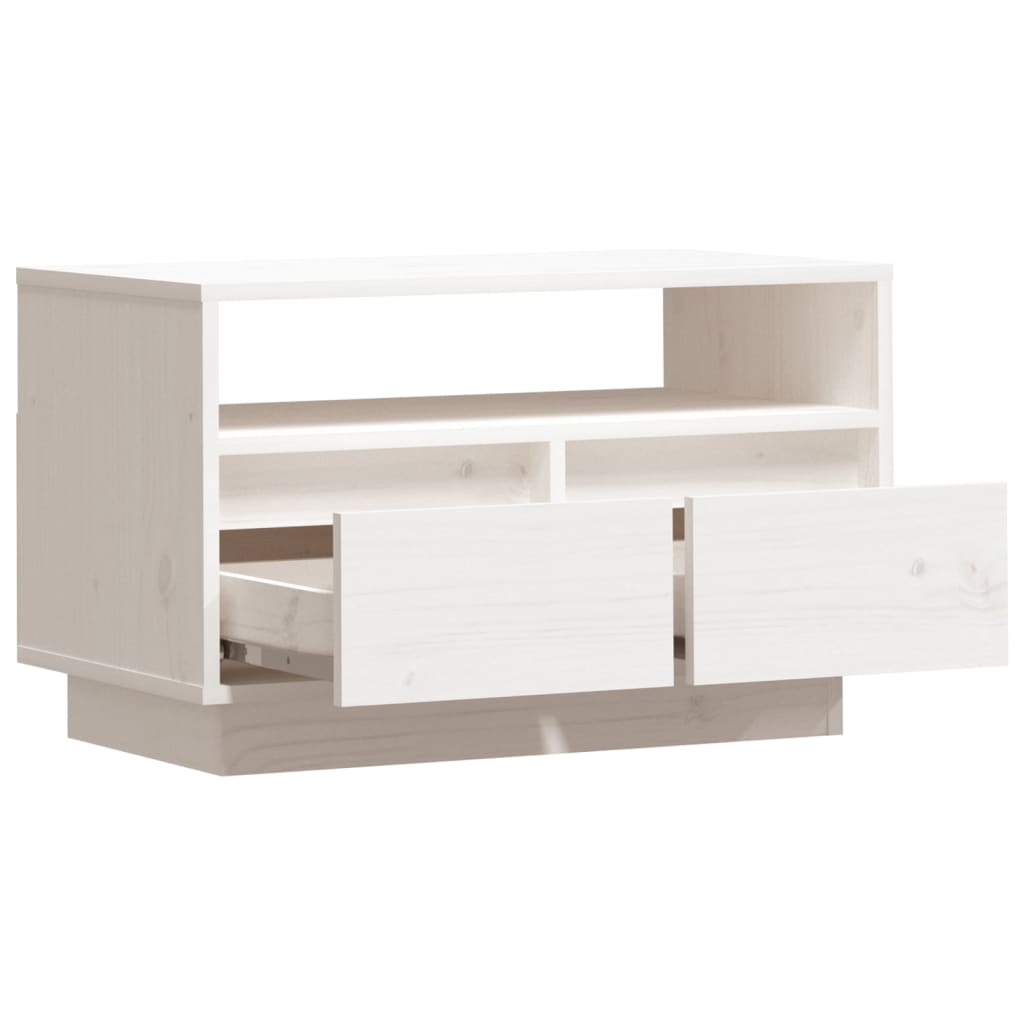 vidaXL Szafka pod telewizor, biała, 60x35x37 cm, lite drewno sosnowe